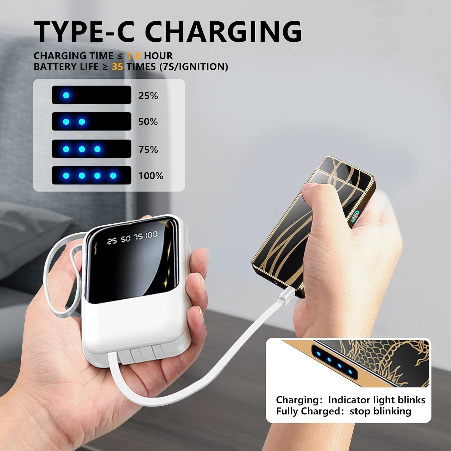 Encendedor eléctrico recargable TIKIUKI arco plasma a prueba de viento