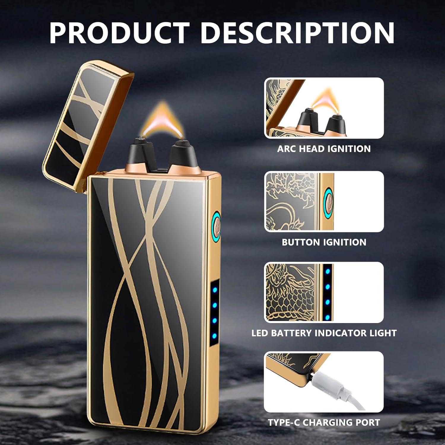 Encendedor eléctrico recargable TIKIUKI arco plasma a prueba de viento