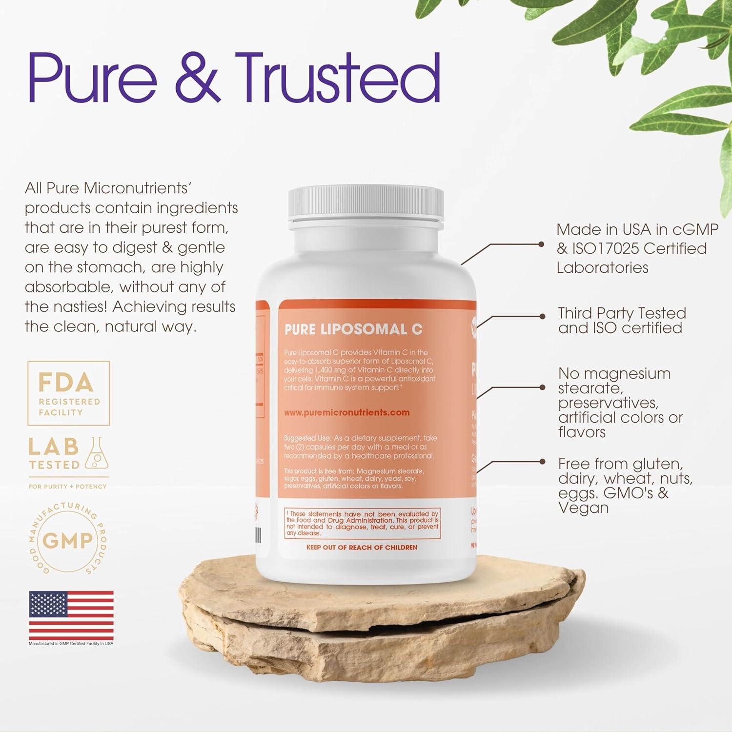 Vitaminas Liposomales Puras de Vitamina C - 90 Cápsulas - Alta Absorción