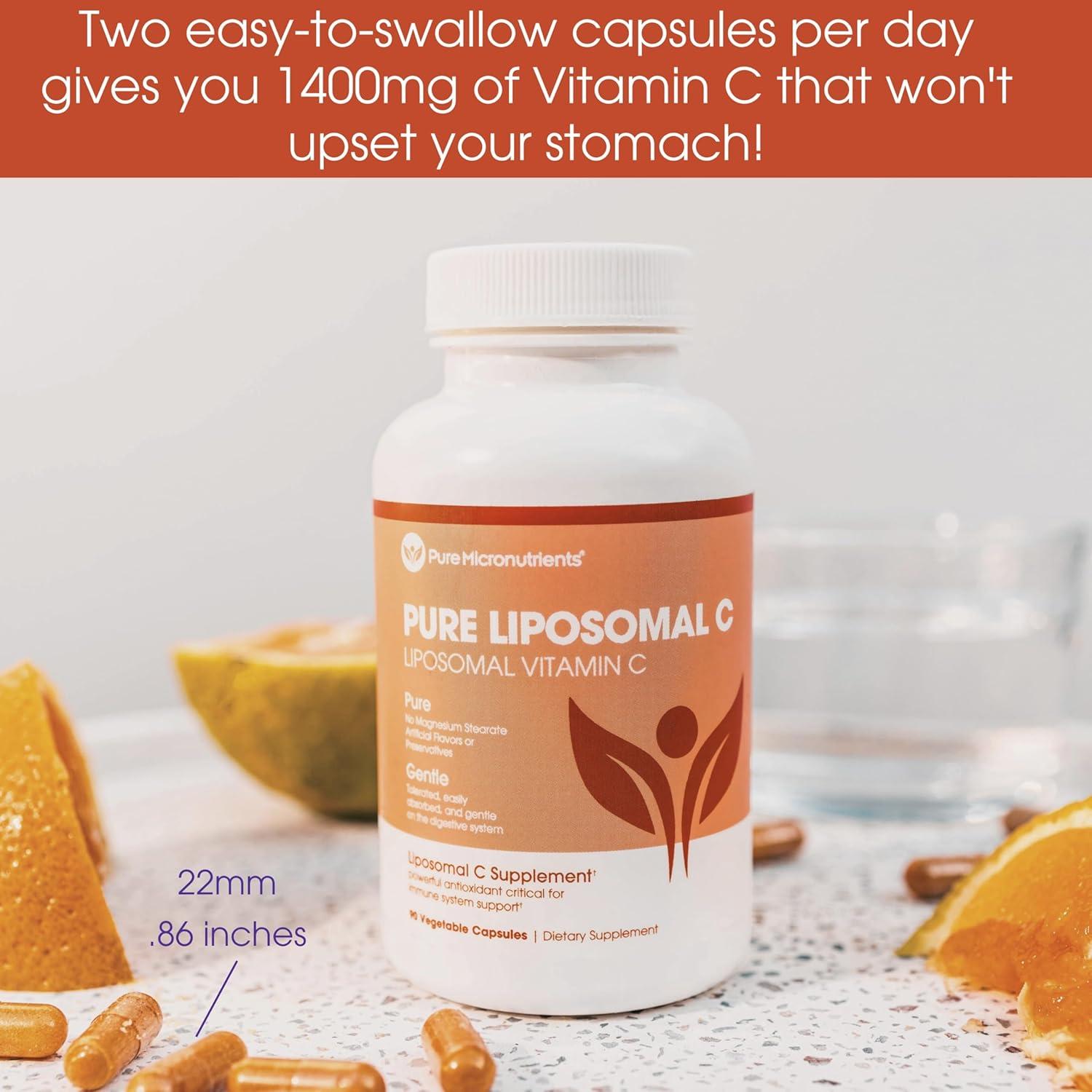 Vitaminas Liposomales Puras de Vitamina C - 90 Cápsulas - Alta Absorción