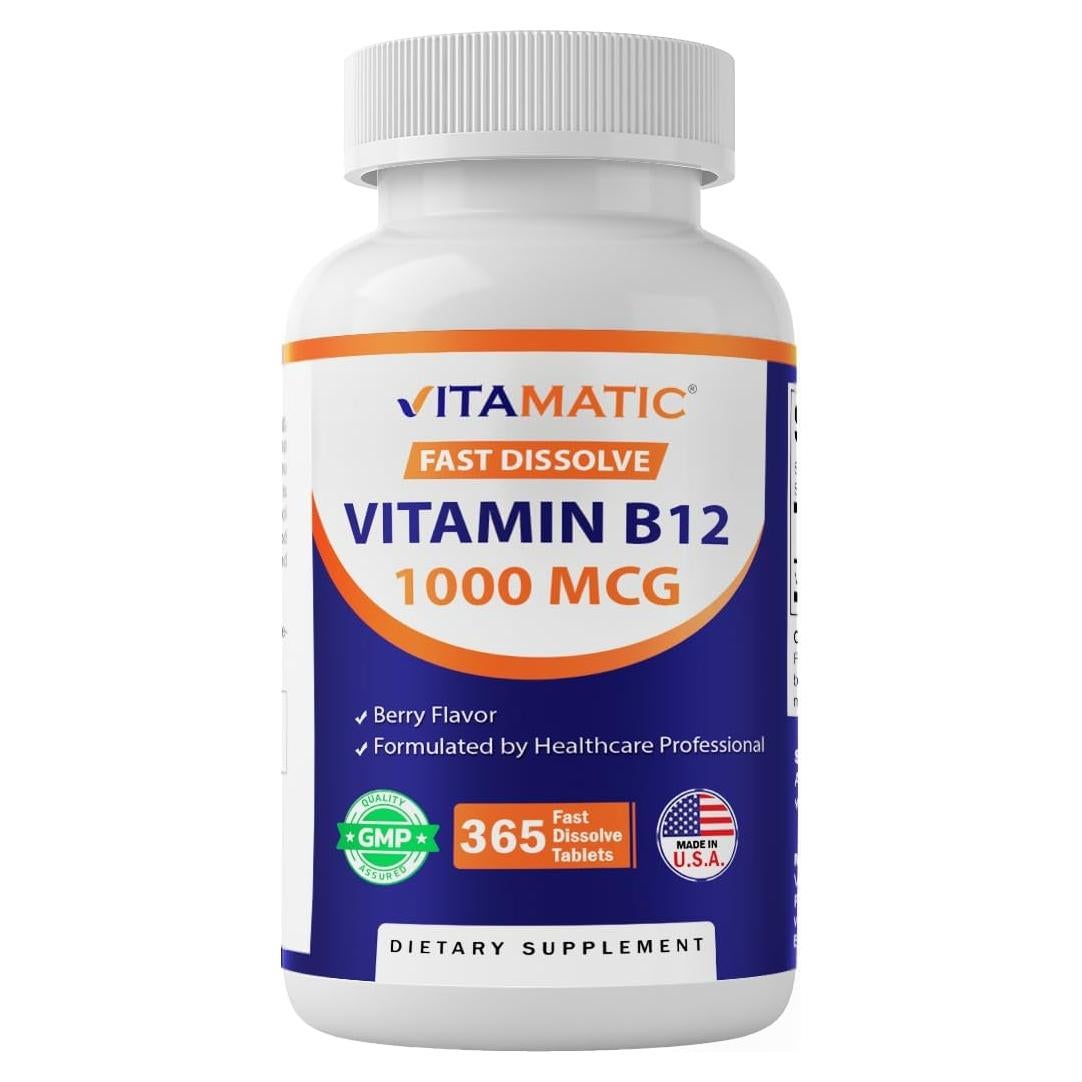 Vitamatic Vitamina B12 1000 mcg 365 Tabletas Sabor Frutos Rojos