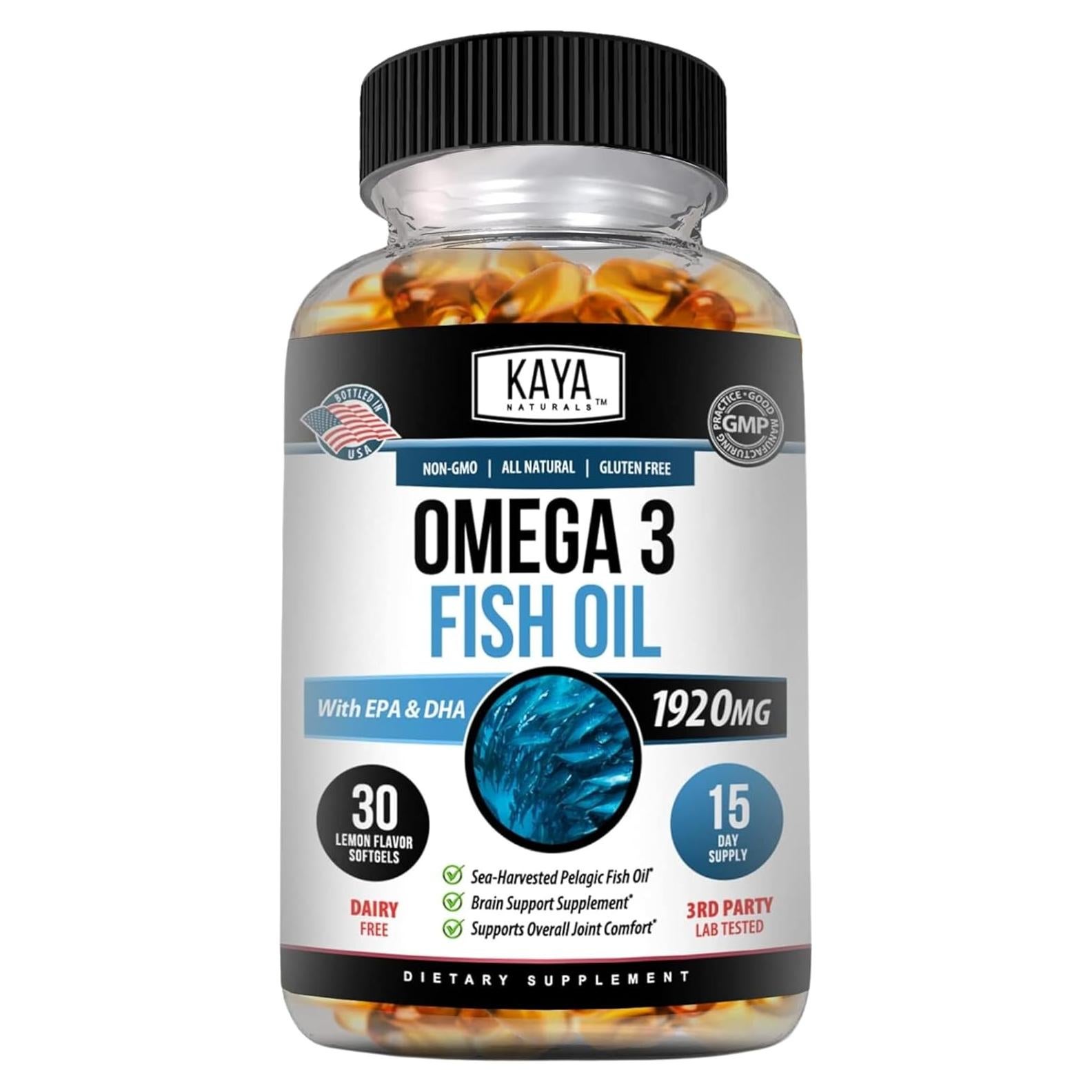 Suplemento Omega 3 Kaya Naturals - Aceite de Pescado 30 Cápsulas