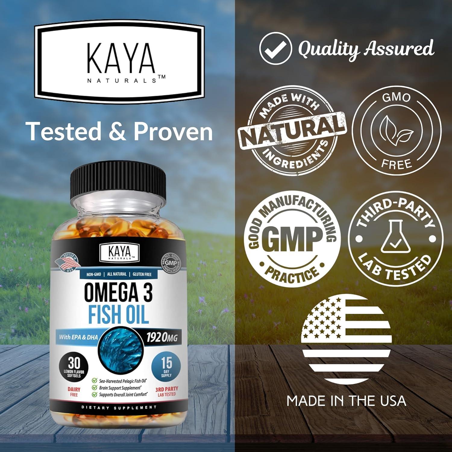 Suplemento Omega 3 Kaya Naturals - Aceite de Pescado 30 Cápsulas