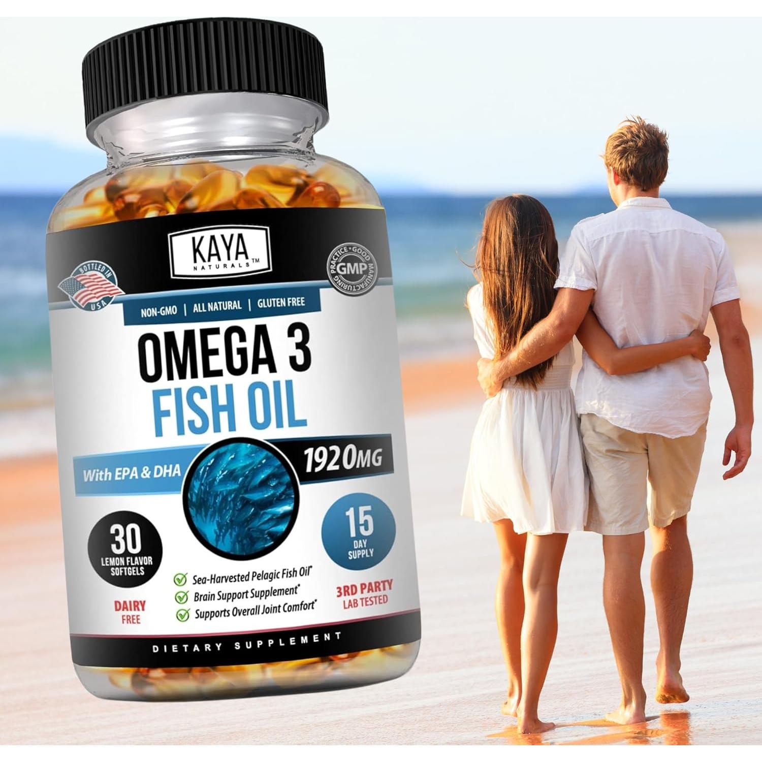 Suplemento Omega 3 Kaya Naturals - Aceite de Pescado 30 Cápsulas
