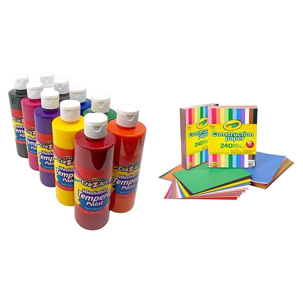 Cra-Z-Art Pintura Tempera Lavable 10 Colores + Papel 480 Hojas