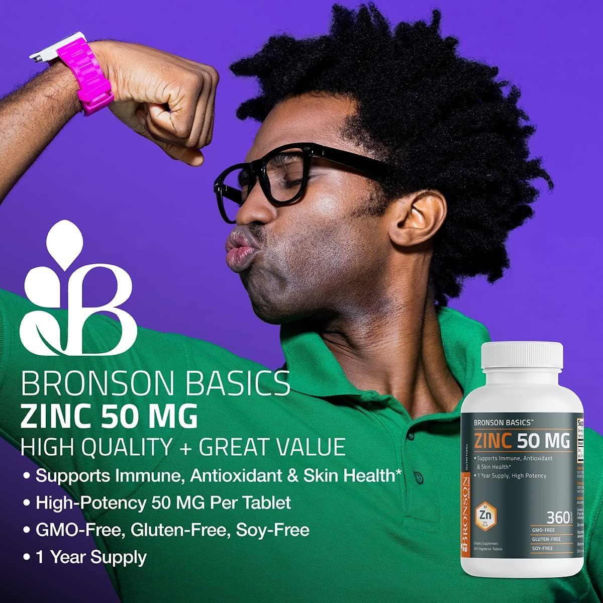 Suplemento de Zinc Bronson 50 MG 120 Tabletas Vegetarianas