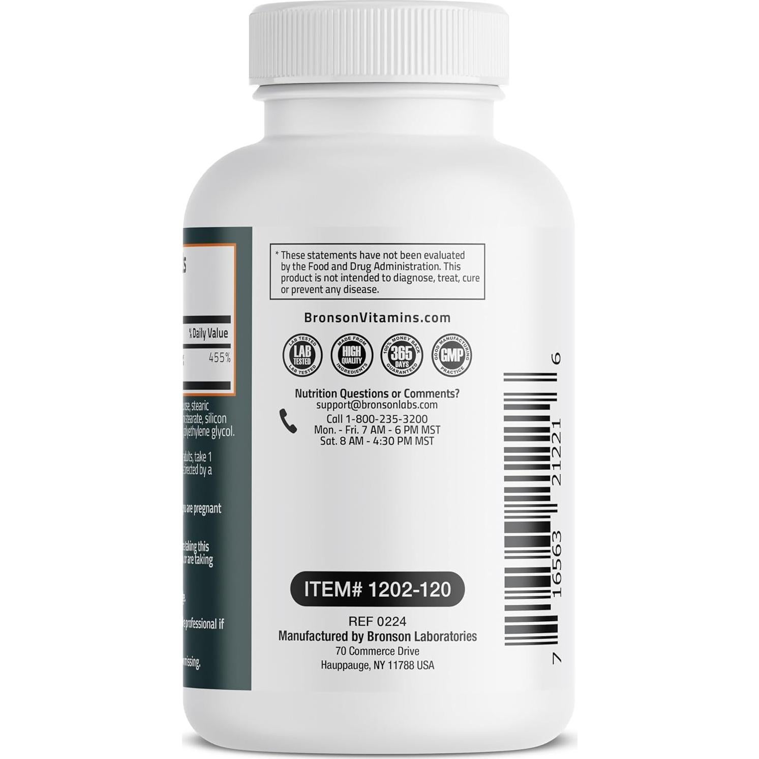 Suplemento de Zinc Bronson 50 MG 120 Tabletas Vegetarianas