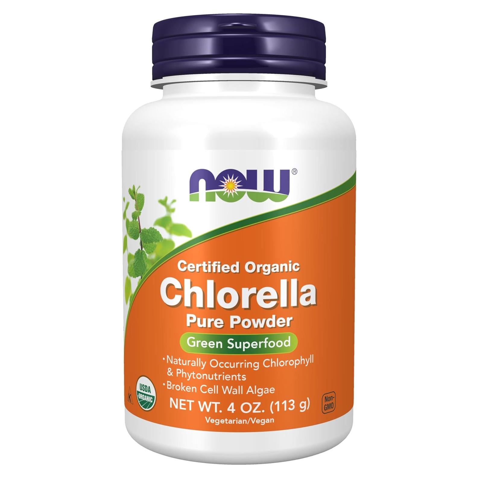 Polvo de Chlorella Orgánica NOW Foods 113.4g - Superalimento Verde