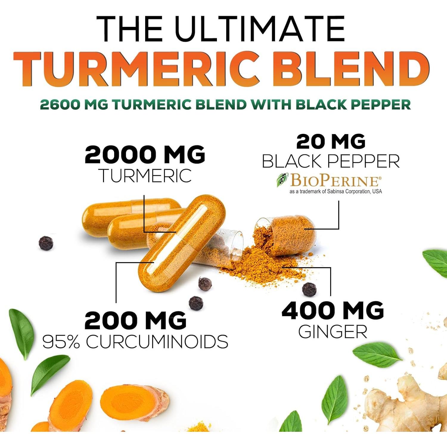 Suplemento de Cúrcuma Curcumina 2600mg Nature's Nutrition - 60 Cápsulas