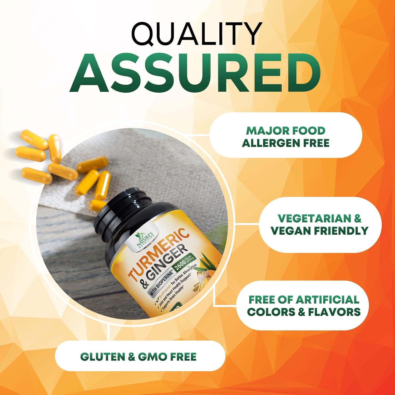 Suplemento de Cúrcuma Curcumina 2600mg Nature's Nutrition - 60 Cápsulas