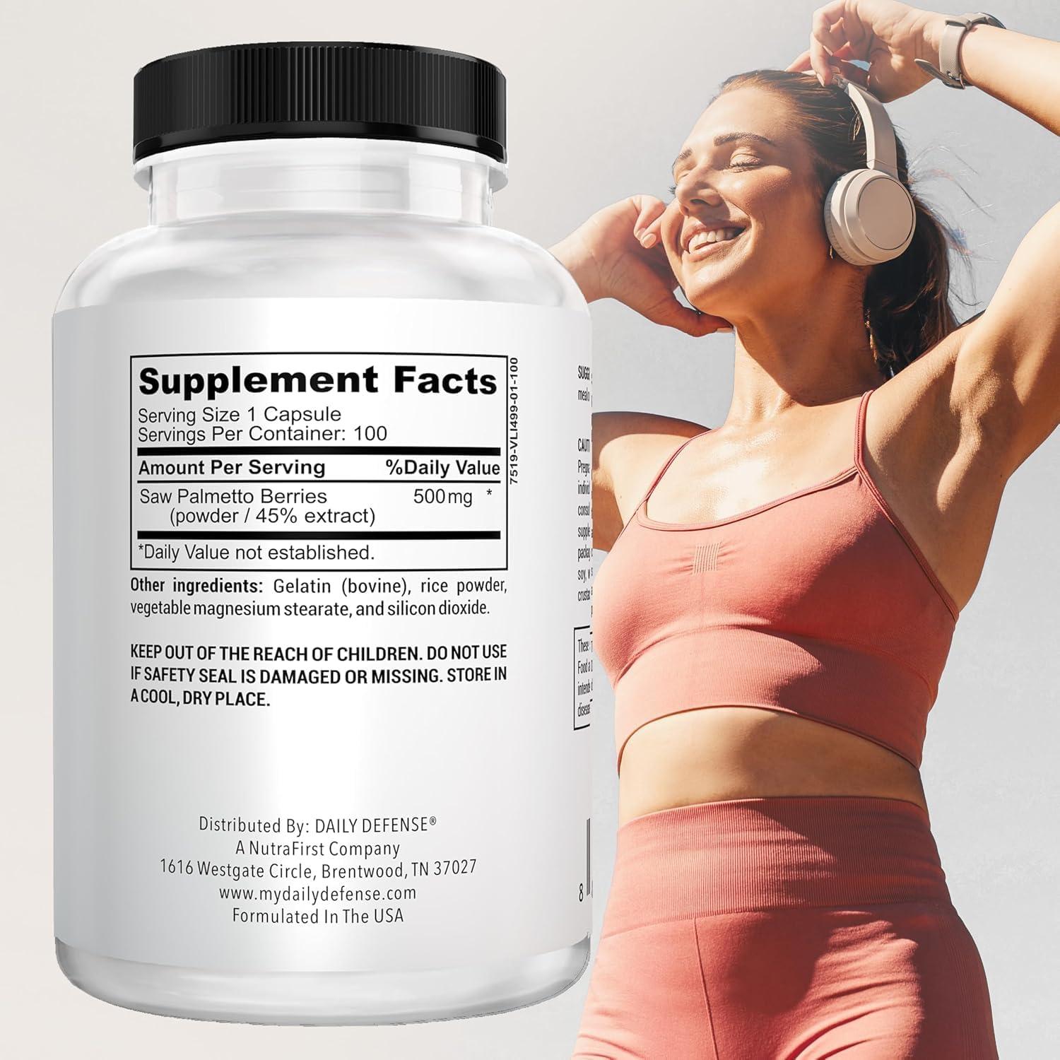 Suplemento de Saw Palmetto Daily Defense 300 Cápsulas 500mg