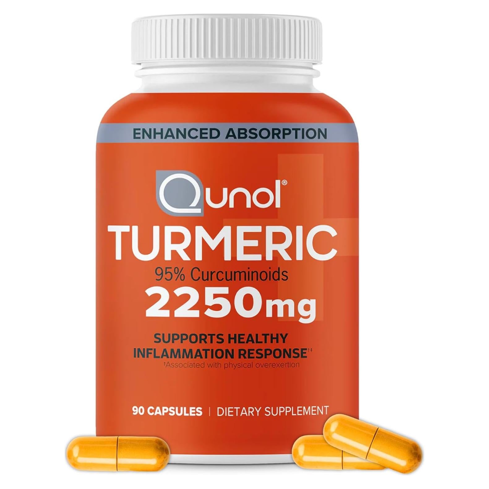 Suplemento Qunol Cúrcuma 2250mg con Pimienta Negra - 90 Cápsulas Vegetarianas