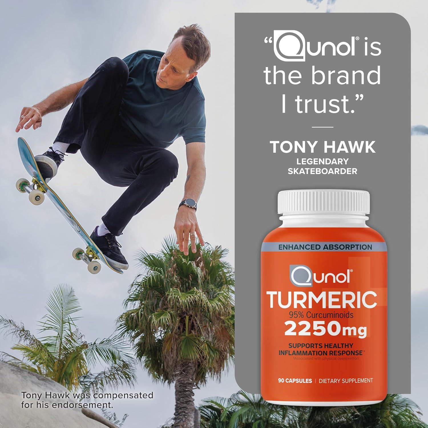 Suplemento Qunol Cúrcuma 2250mg con Pimienta Negra - 90 Cápsulas Vegetarianas