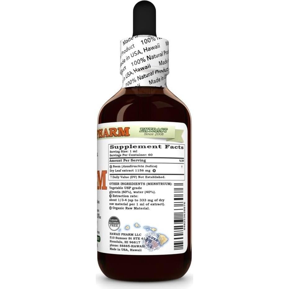 Extracto Líquido de Neem Orgánico Hawaii Pharm 59 ml Sin Alcohol