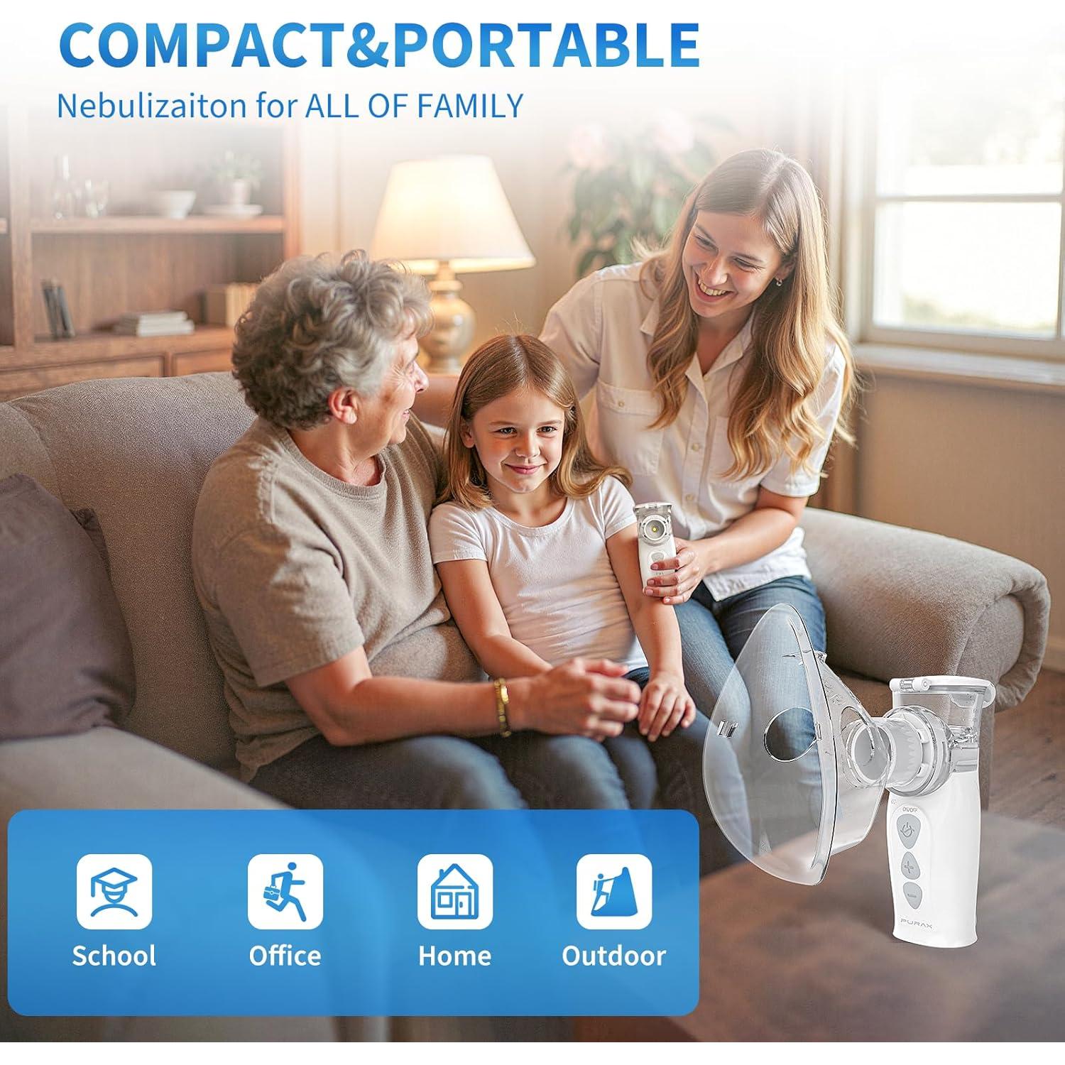 Nebulizador Portátil PURAX para Adultos y Niños - Silencioso y Recargable