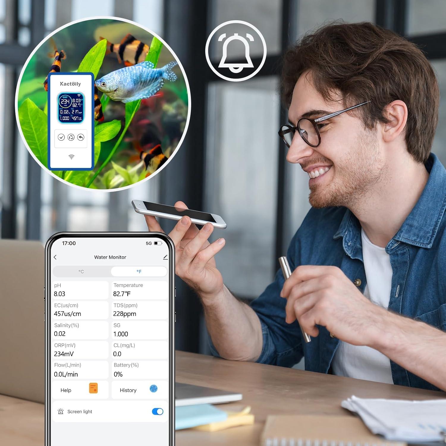 Monitor de Agua Inteligente Kactoily KY-YGWIFI-07-01US pH Salinidad TDS Temp