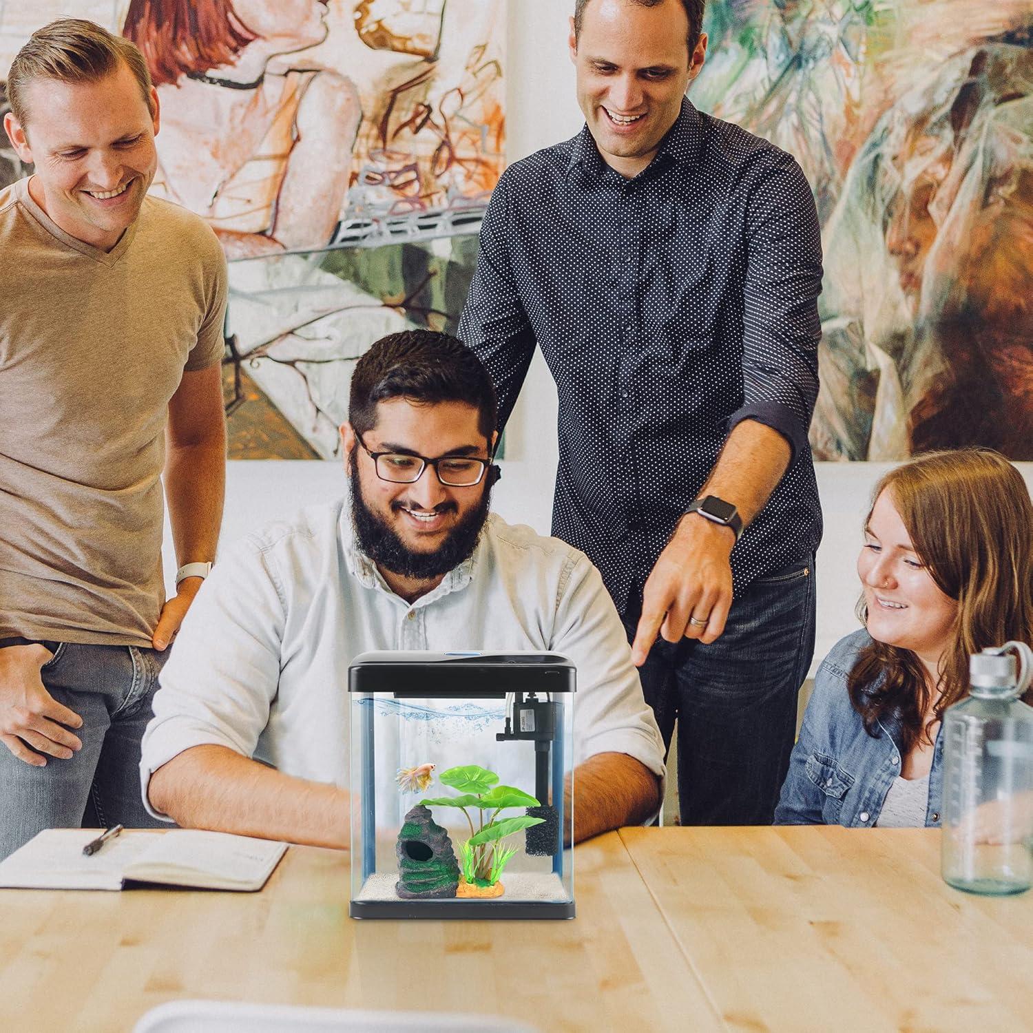 Acuario de Vidrio Autolimpiante Coospider 7.57L con Luz LED