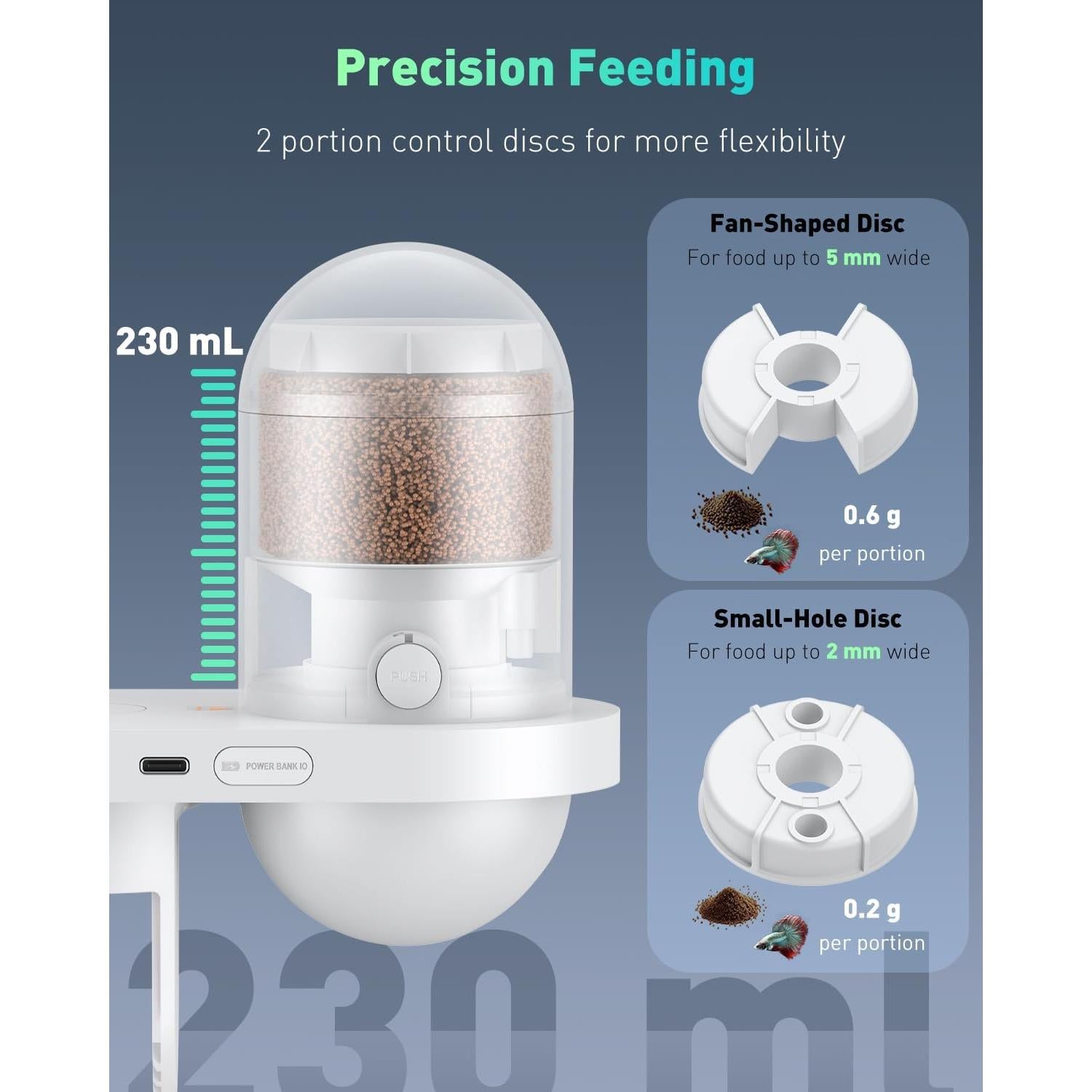 Dispensador Automático de Comida para Peces Pawfly 230 mL WiFi