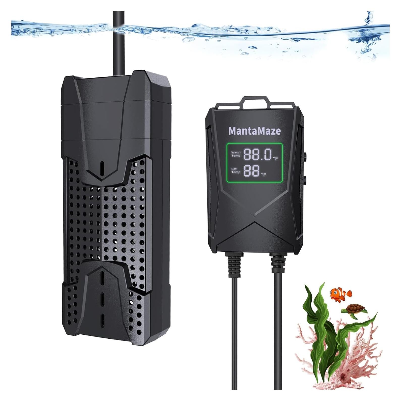 Calentador de Acuario MantaMaze 500W para 284-511 Litros