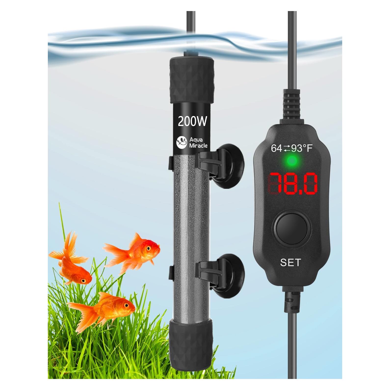 Calentador de Acuario 200W AquaMiracle Súper Corto LED 20-40 Gal