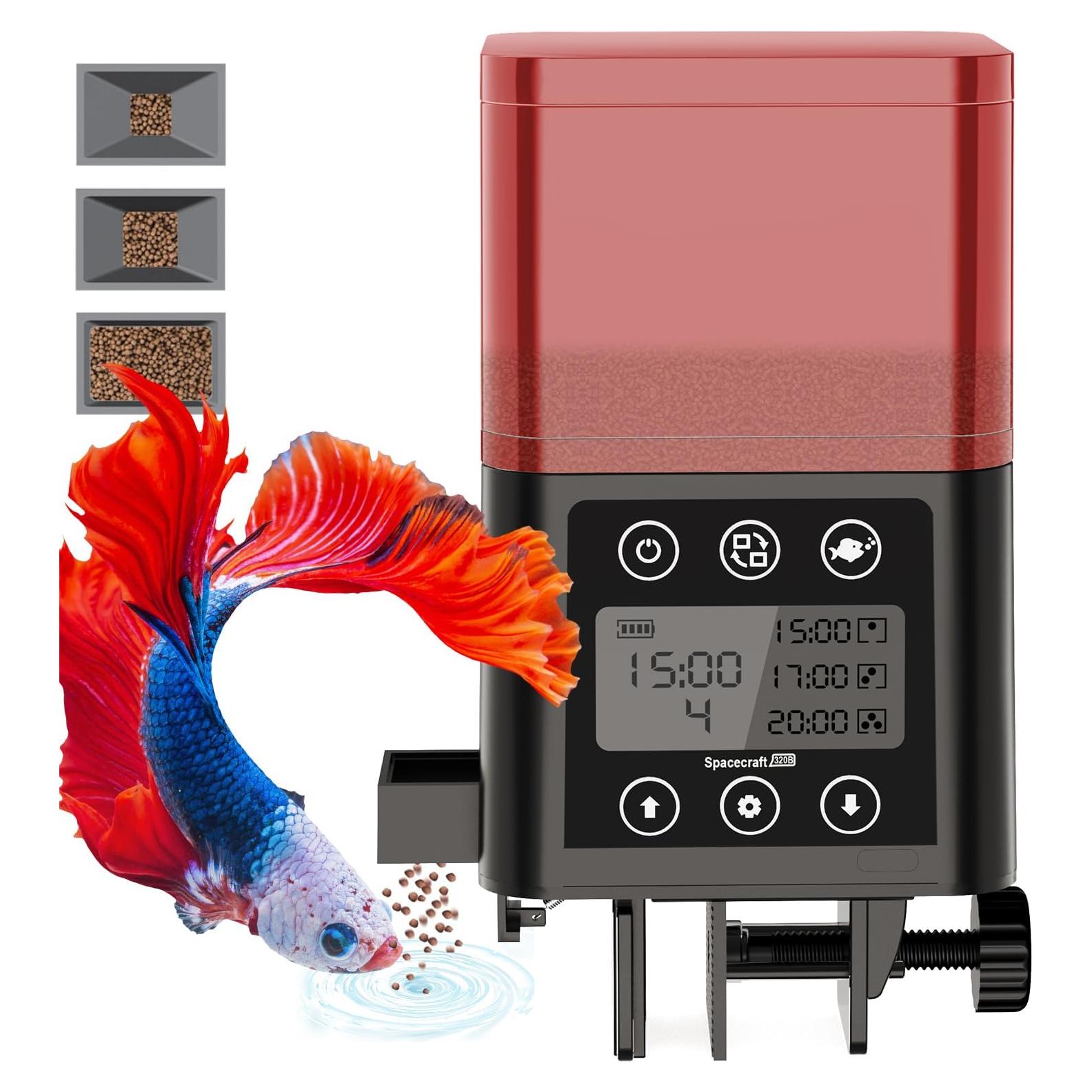 Comedero Automático para Peces ZWJBSGY 320ML LCD Rojo