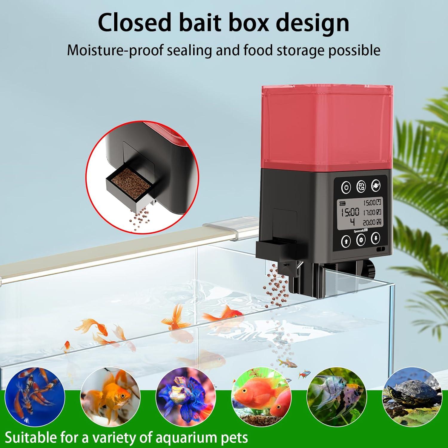 Comedero Automático para Peces ZWJBSGY 320ML LCD Rojo