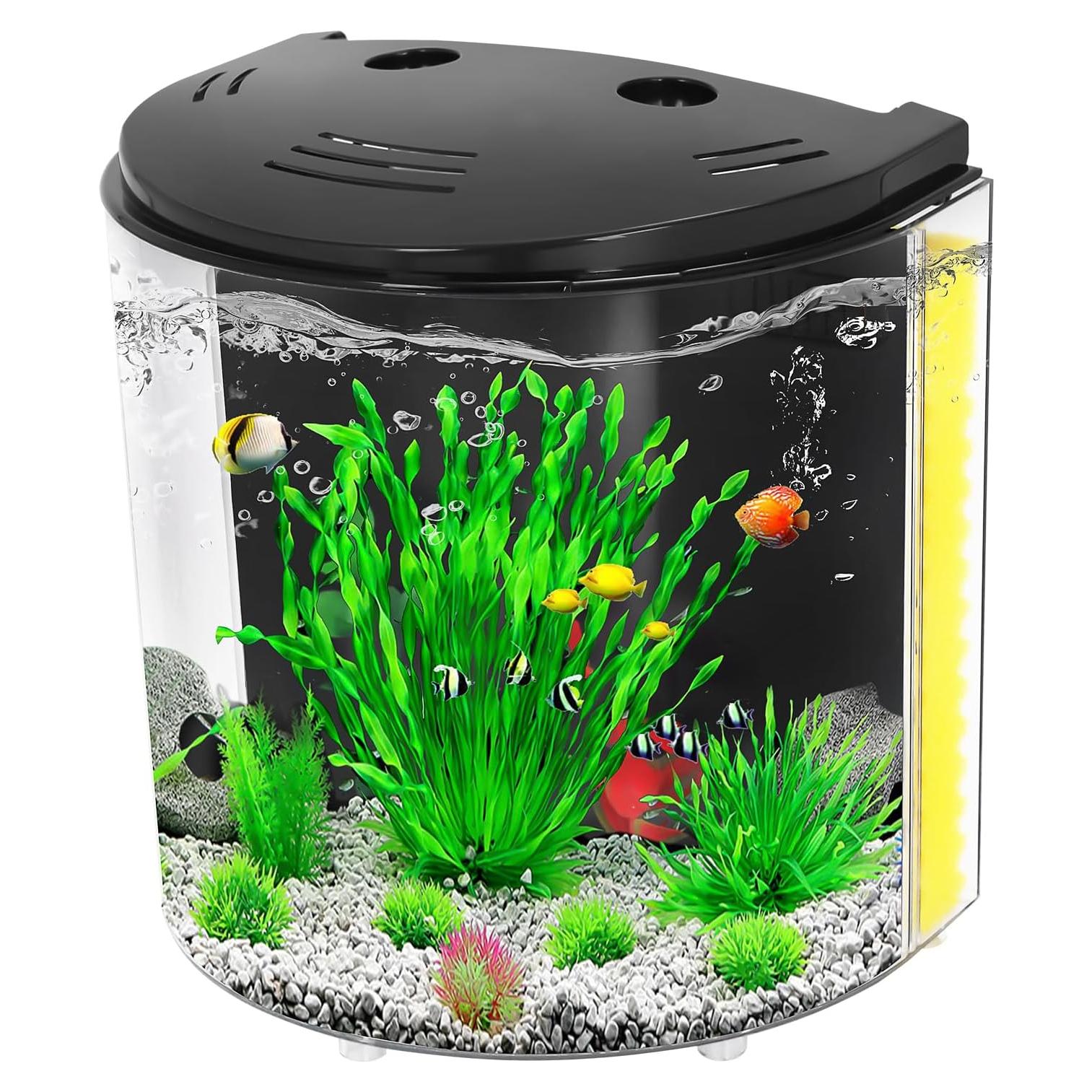 Acuario 4.5 Litros AQUANEAT con Luz LED y Filtro de Agua