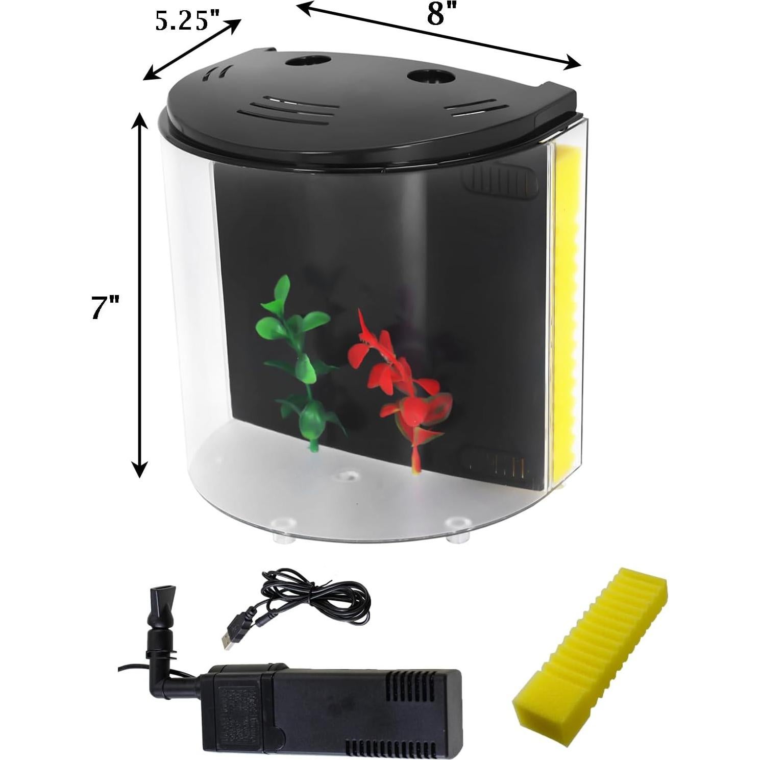 Acuario 4.5 Litros AQUANEAT con Luz LED y Filtro de Agua