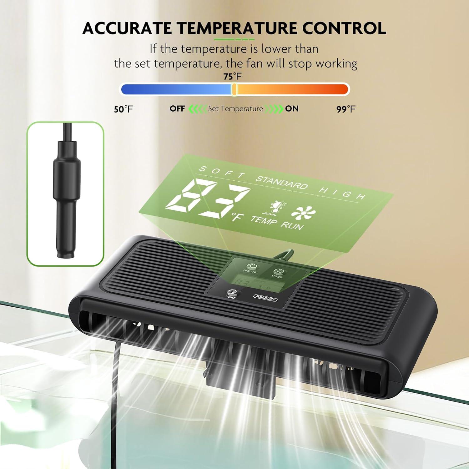 Ventilador Enfriador de Acuario PAIZOO con Sonda y LCD 6.4W