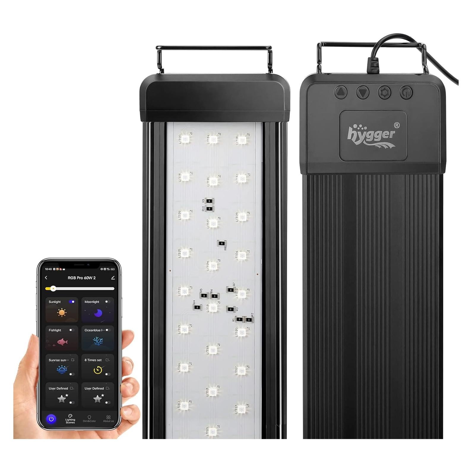 Luz LED Acuario Hygger 25W Bluetooth 18-24" Espectro Completo