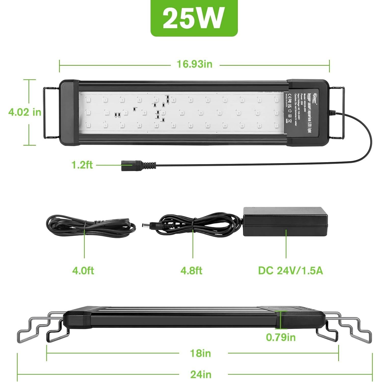 Luz LED Acuario Hygger 25W Bluetooth 18-24" Espectro Completo