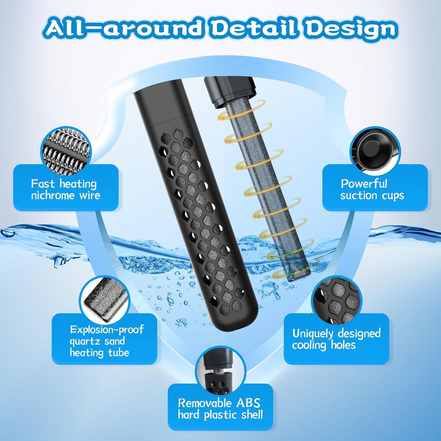 Calentador de Acuario HTSPPXT 500W Ajustable con Control LED