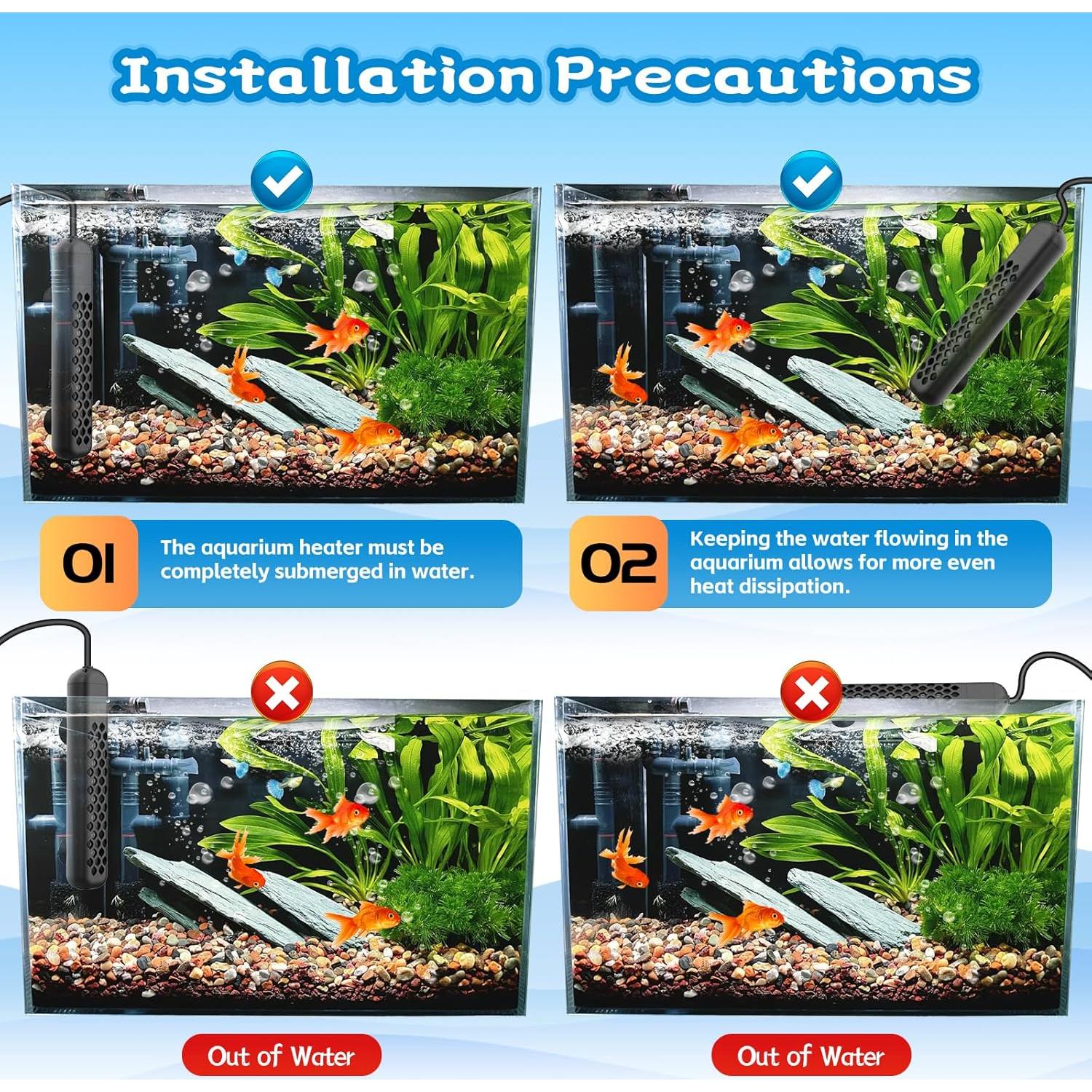 Calentador de Acuario HTSPPXT 500W Ajustable con Control LED