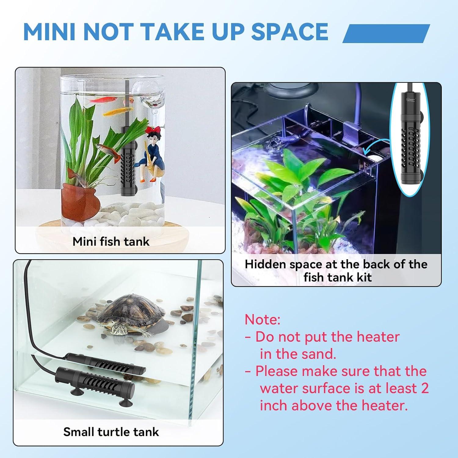 Calentador de Acuario Cerámico Hygger 50W para 11-38L