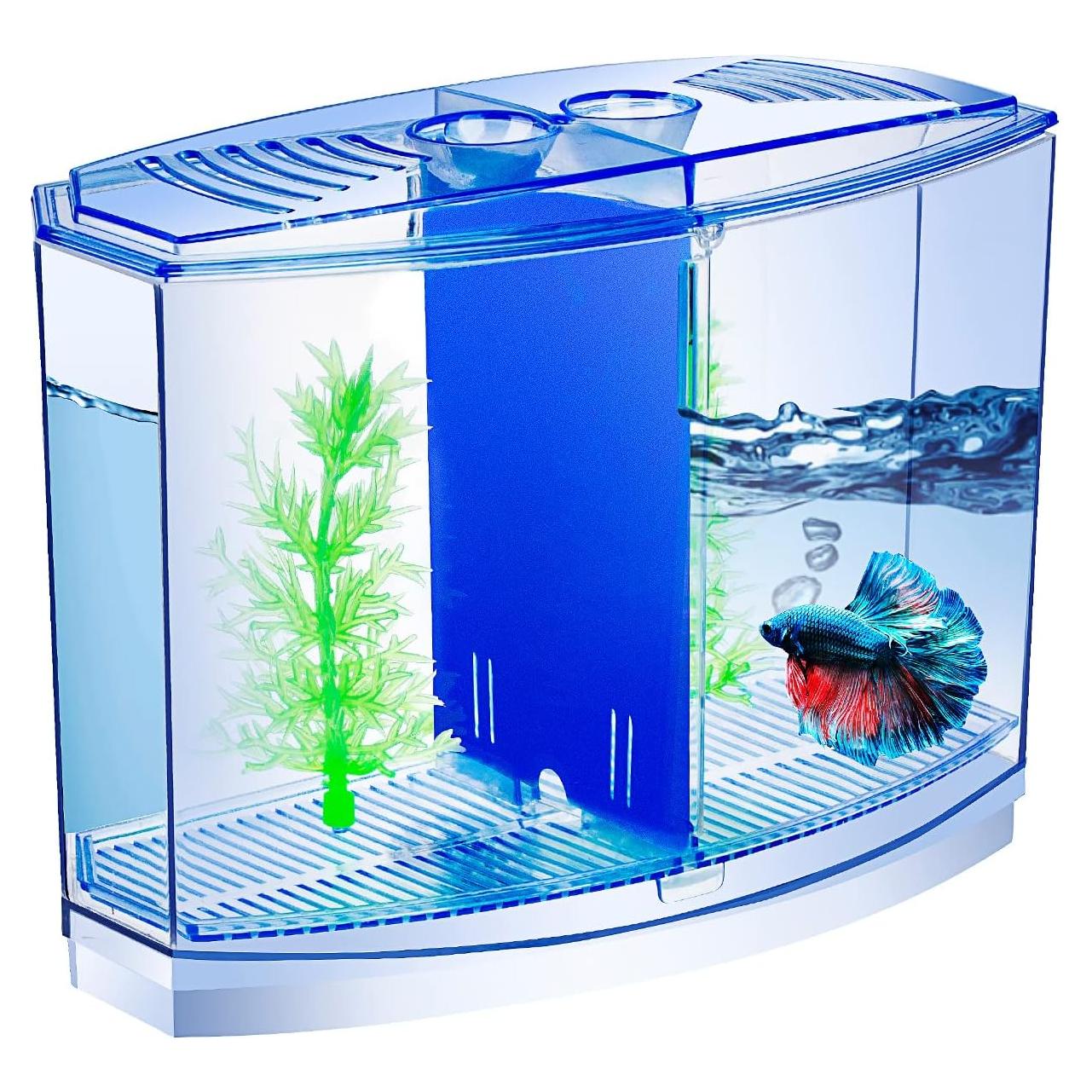 Mini Acuario Doble Compartimento Yobiisolut 0.76L Acrílico
