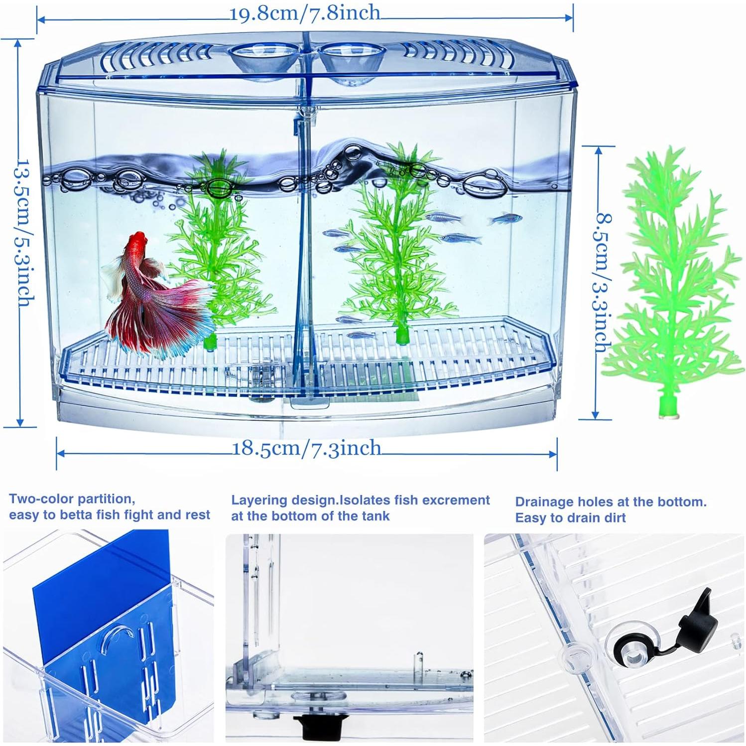 Mini Acuario Doble Compartimento Yobiisolut 0.76L Acrílico