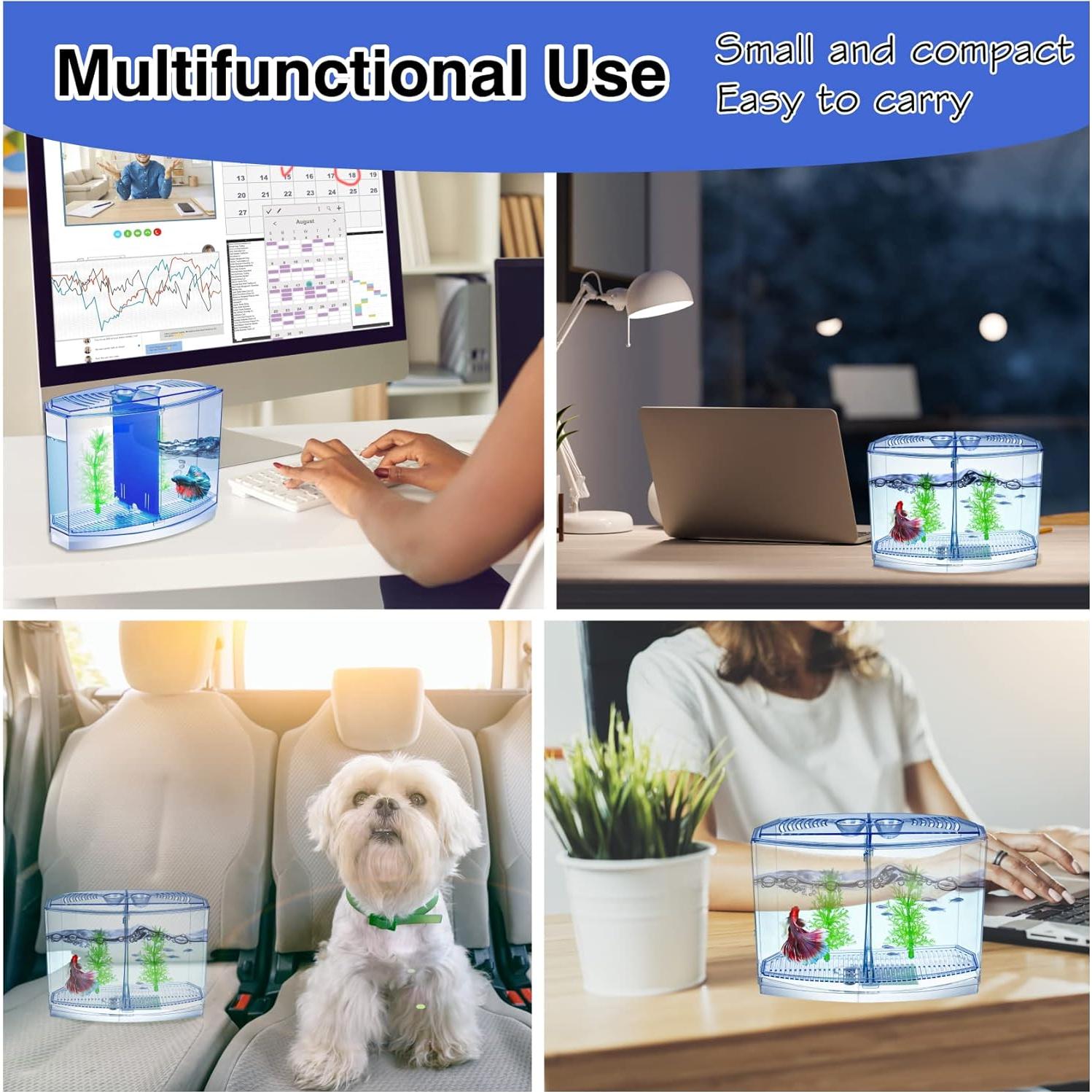 Mini Acuario Doble Compartimento Yobiisolut 0.76L Acrílico