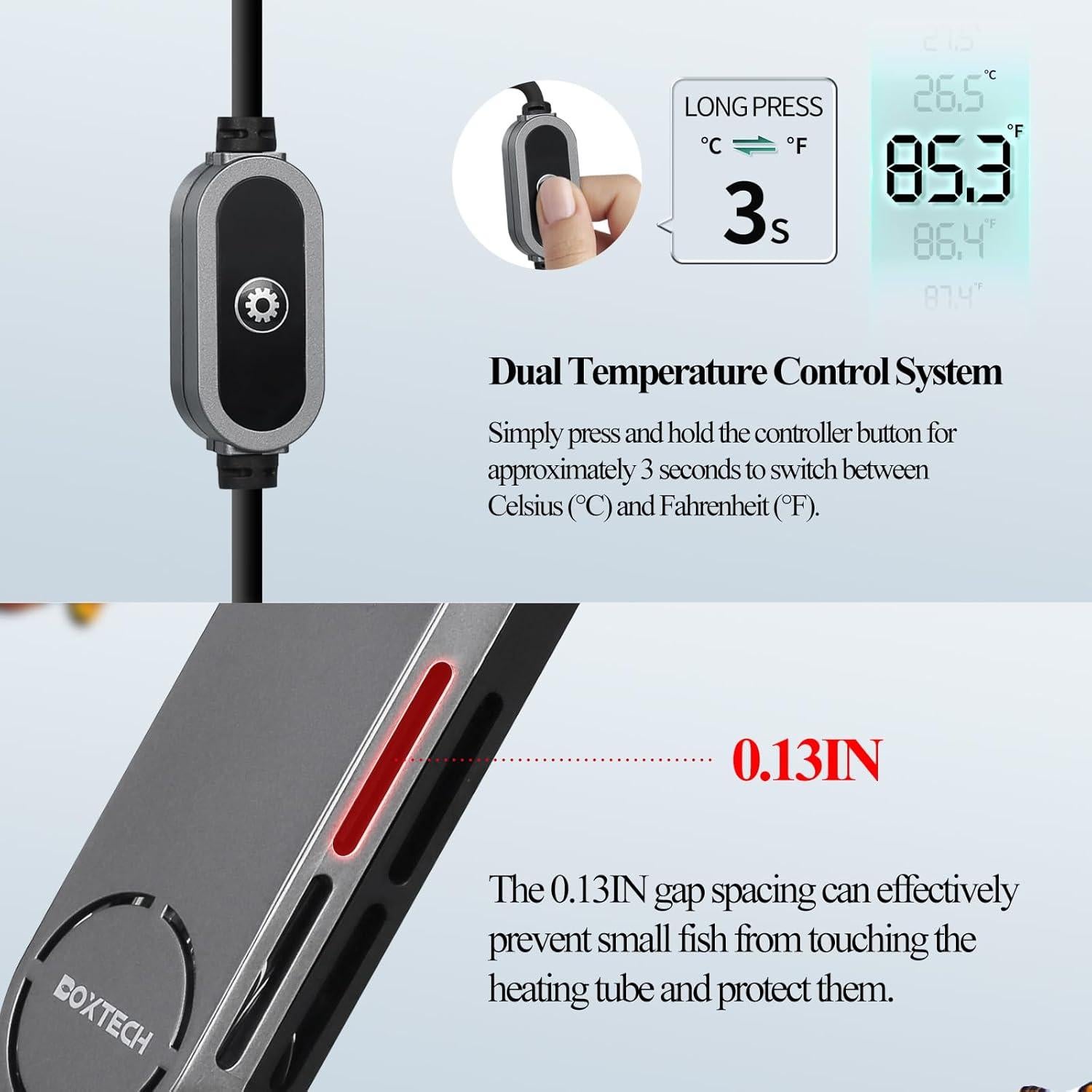 Calentador de Acuario Sumergible Boxtech 100W para 45-95L