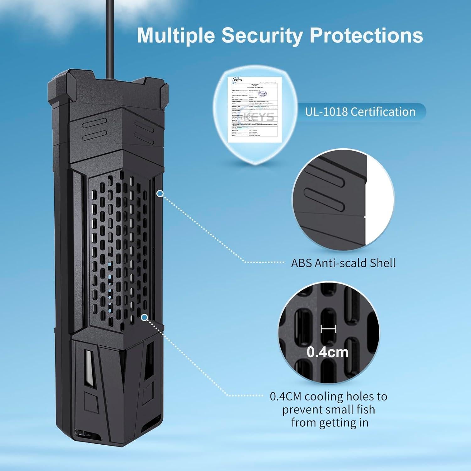 Calentador de Acuario HiTauing 1000W con Controlador IC - Agua Dulce/Salada