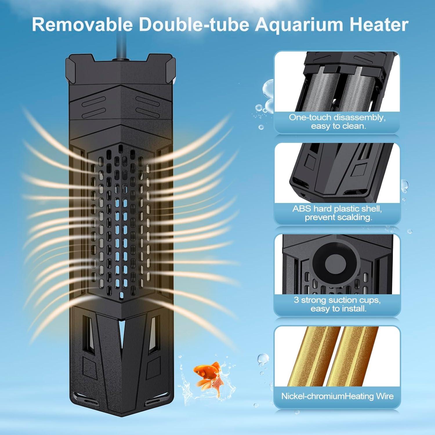 Calentador de Acuario HiTauing 1000W con Controlador IC - Agua Dulce/Salada