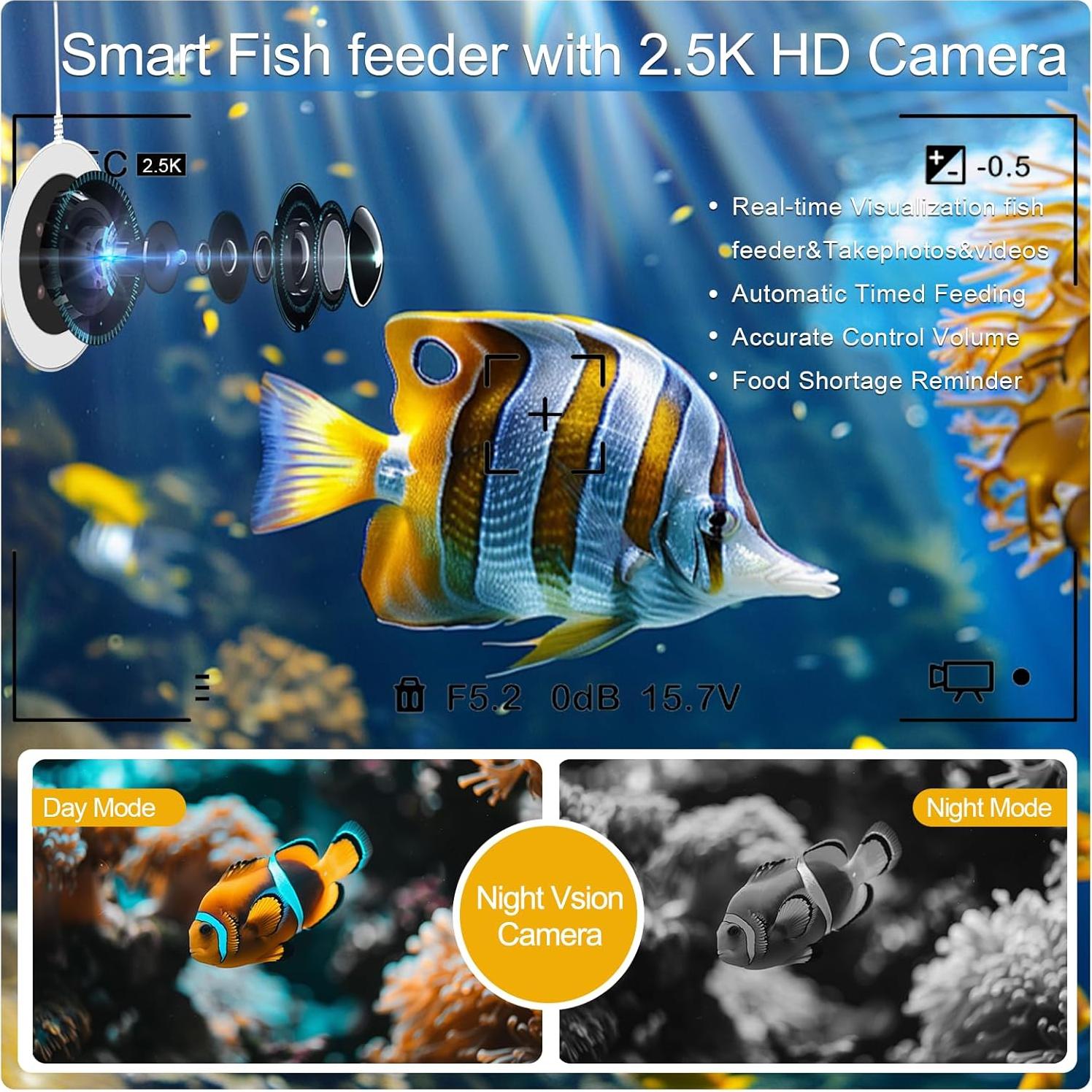 Comedero Automático para Peces BEUTFQL con Cámara HD 2K