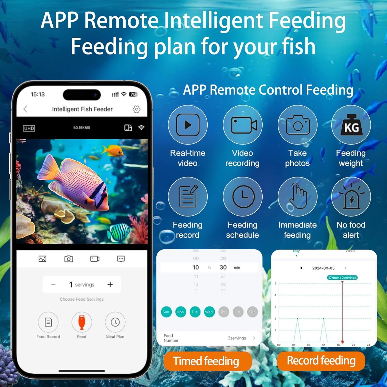 Comedero Automático para Peces BEUTFQL con Cámara HD 2K