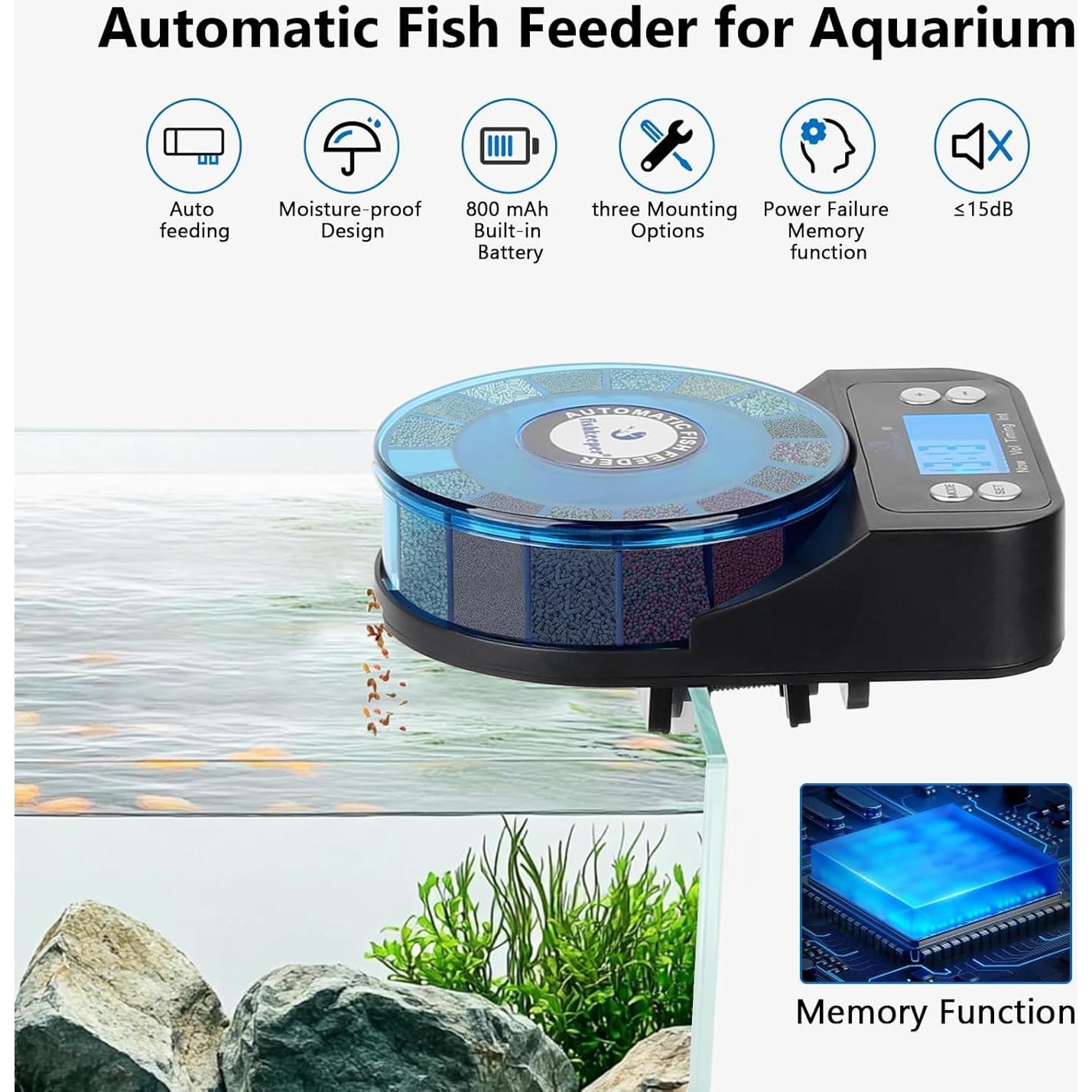 Alimentador Automático de Peces fishkeeper 2025 Recargable 380g