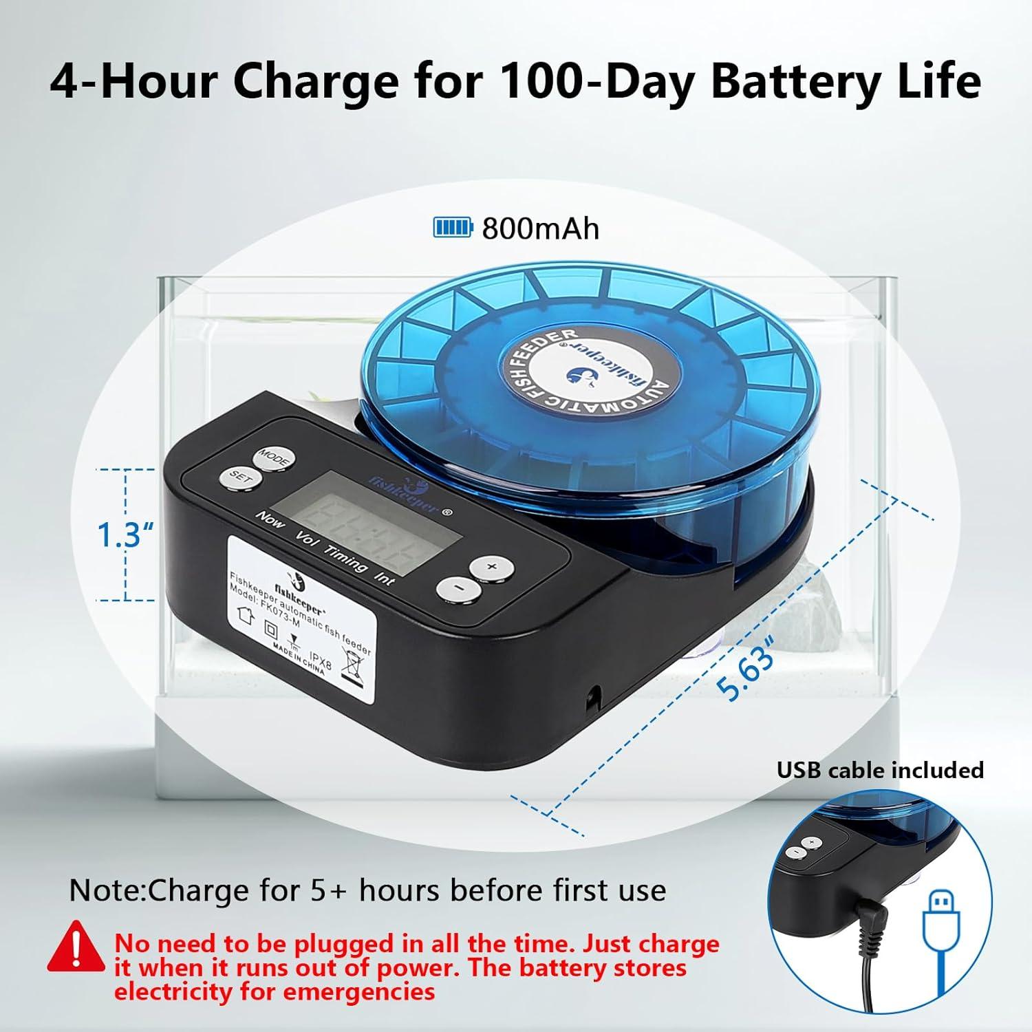 Alimentador Automático de Peces fishkeeper 2025 Recargable 380g