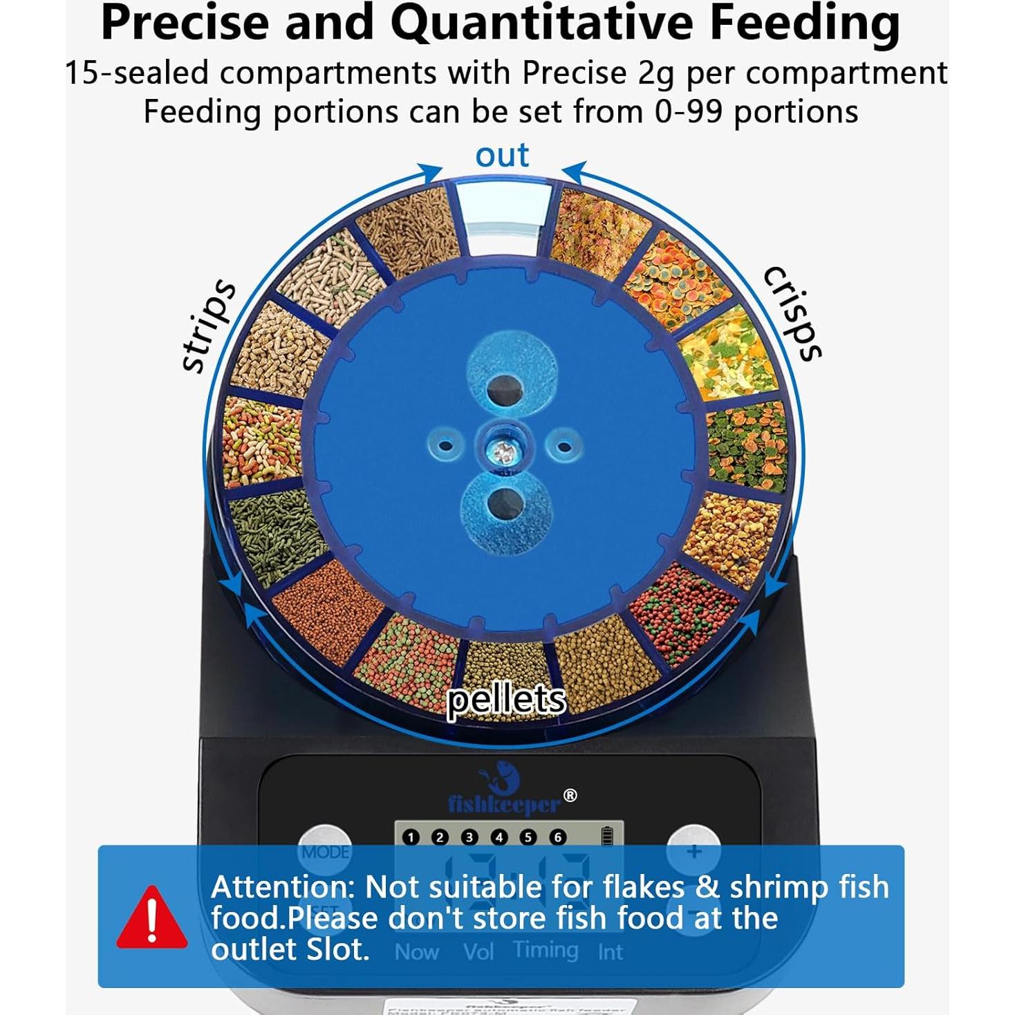 Alimentador Automático de Peces fishkeeper 2025 Recargable 380g