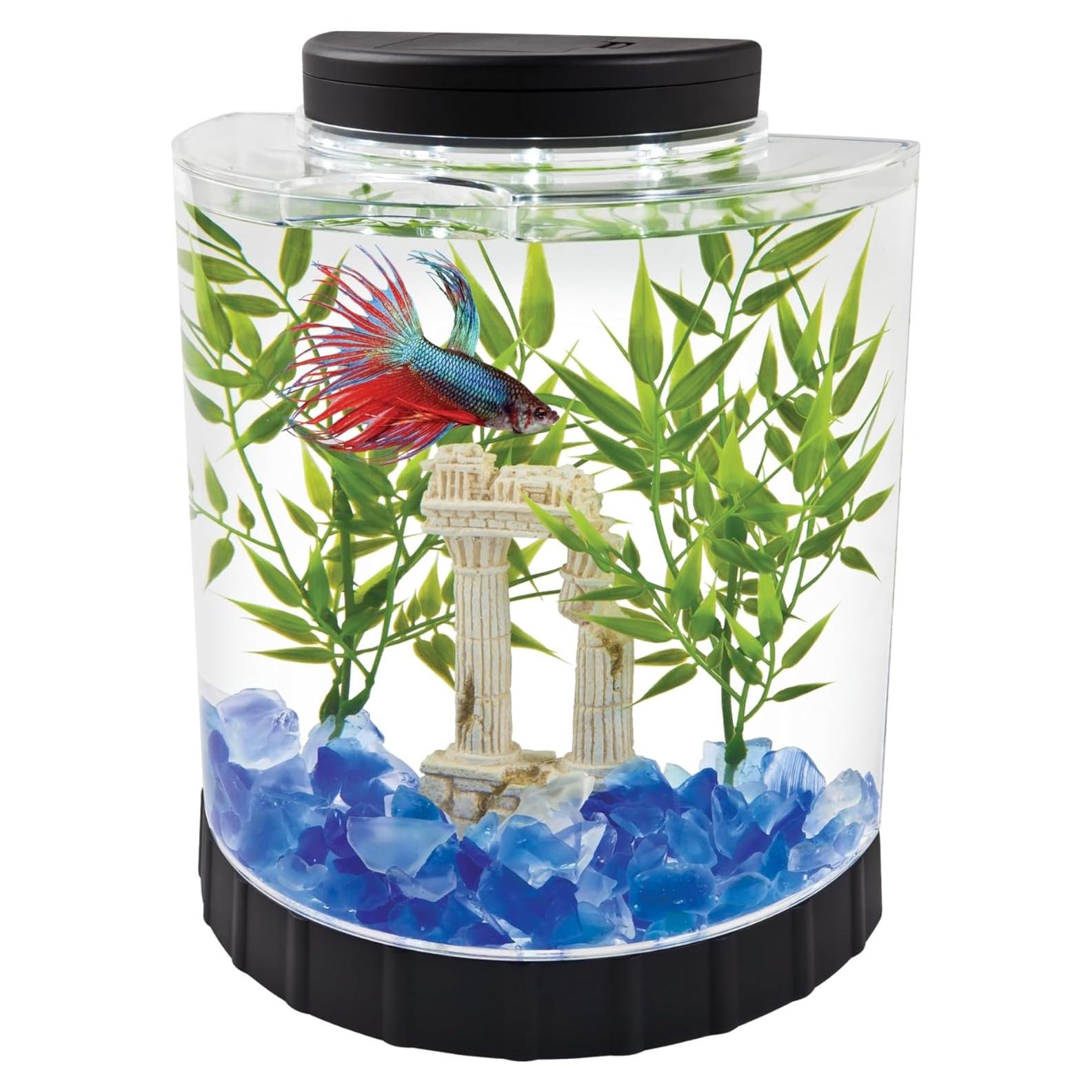 Acuario Tetra 1.1 Galones Media Luna con Luz LED Móvil