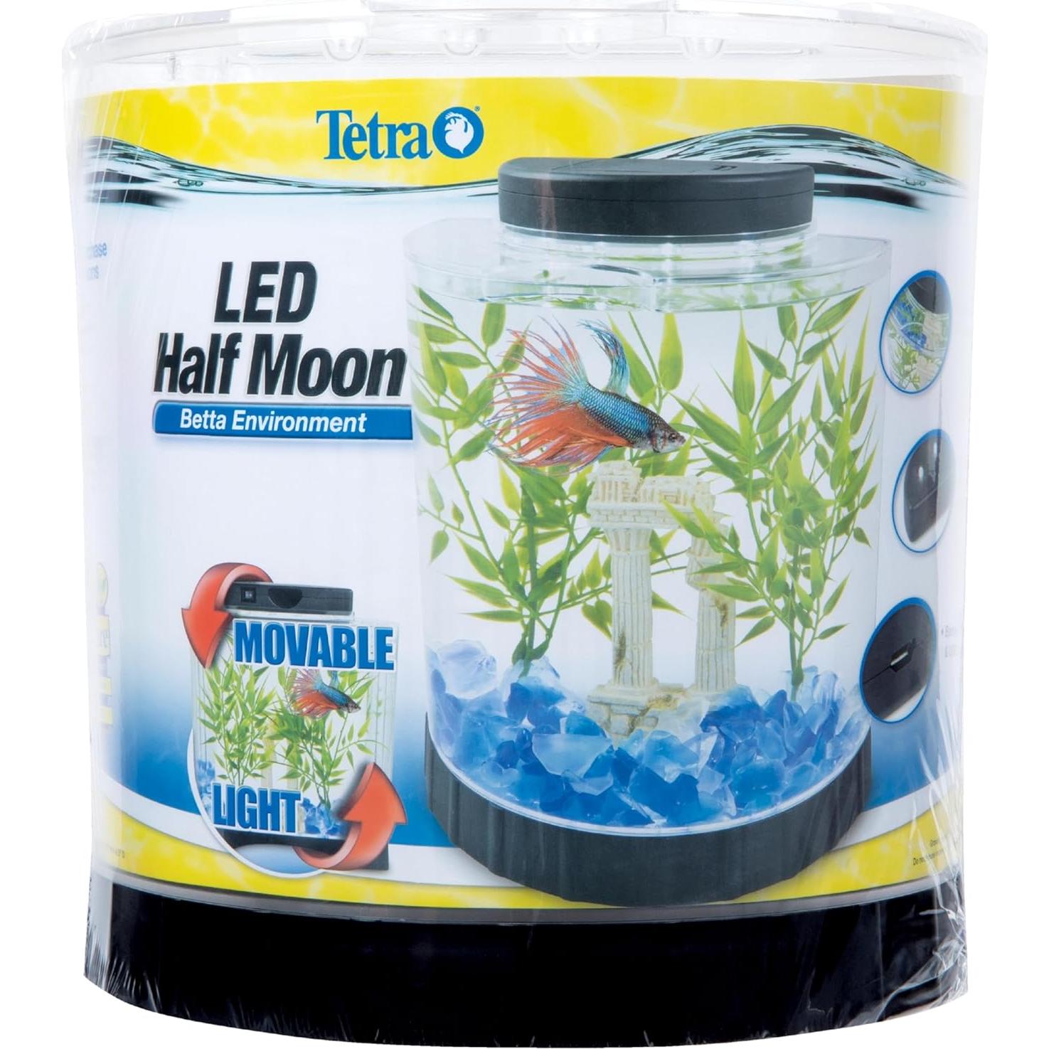Acuario Tetra 1.1 Galones Media Luna con Luz LED Móvil