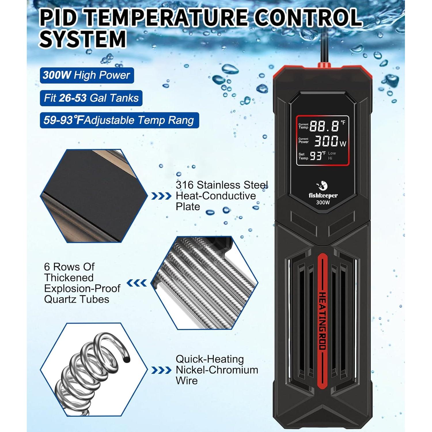 Calentador de Acuario Fishkeeper 300W para 100-200 Litros