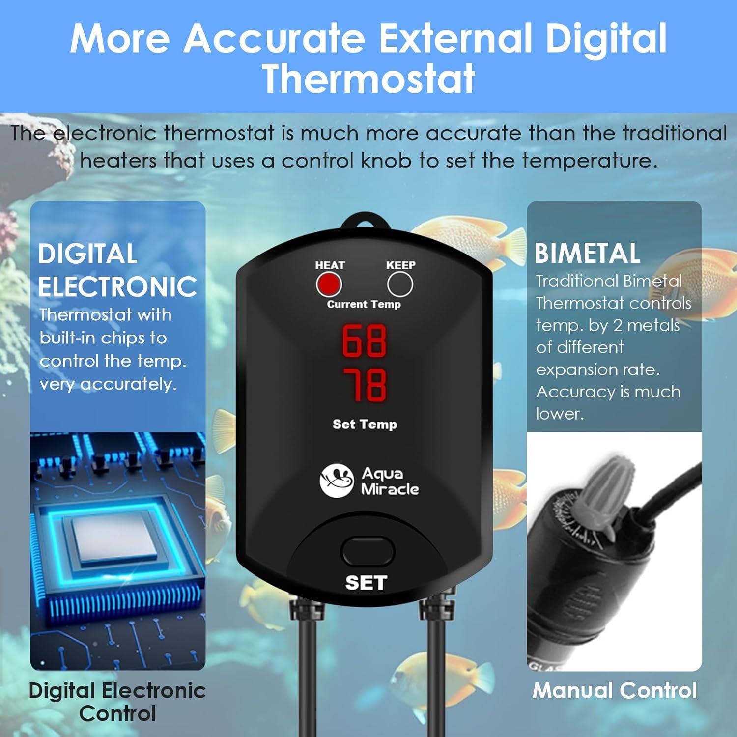 Calentador de Acuario AquaMiracle 800W con Termostato Digital