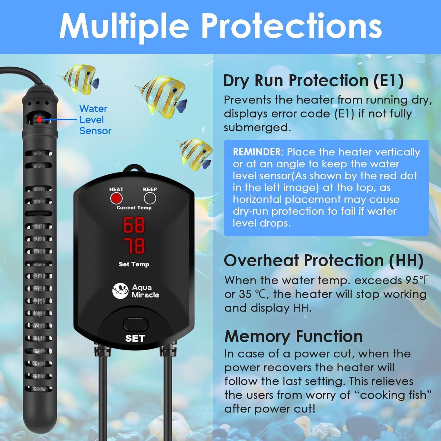 Calentador de Acuario AquaMiracle 800W con Termostato Digital